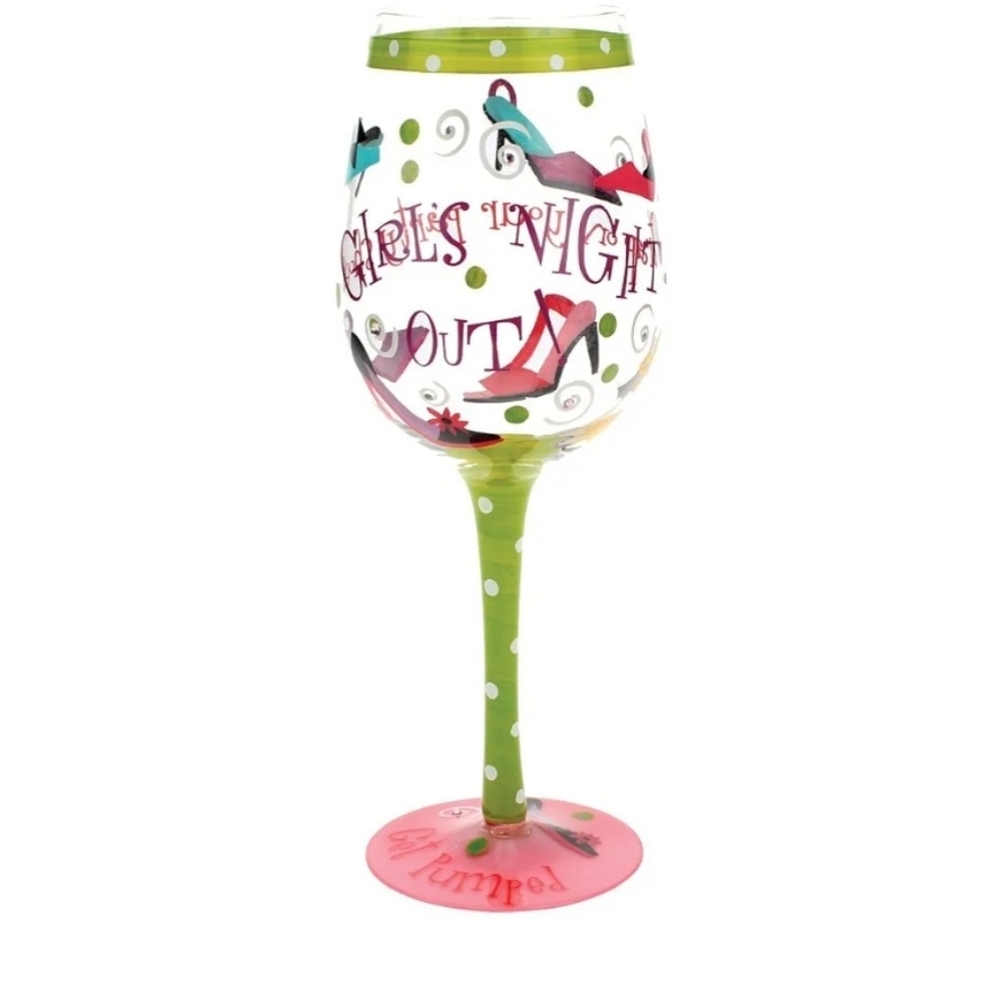 Top Shelf Girls Night Out Strap on your Party Shoes Whine Glass